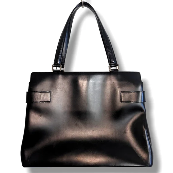 Salvatore Ferragamo | Gancini Italian Black Leather Women's Handbag - Picture 2 of 6